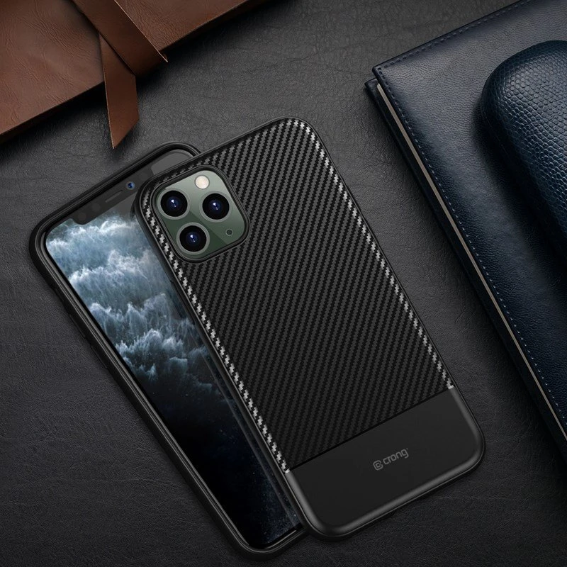 Crong Prestige Carbon Cover - Protective dėklas skirtas Apple iPhone 11 Pro Max Juodas