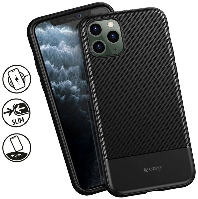 Crong Prestige Carbon Cover - Protective dėklas skirtas Apple iPhone 11 Pro Max Juodas