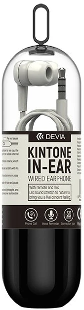 Devia Kintone Ausinės V2 3,5 mm baltos ausinės su mikrofonu