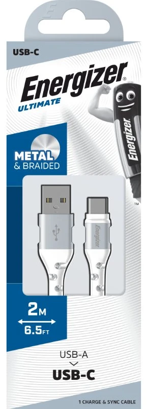 „Energizer Ultimate“ – USB-A į USB-C jungiamasis kabelis, 2 m, Baltas