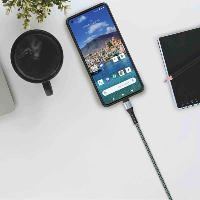 „Energizer Ultimate“ USB-A–USB-C jungiamasis kabelis, 2 m, Sidabrinis