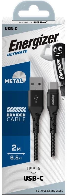 „Energizer Ultimate“ – USB-A į USB-C jungiamasis kabelis, 2 m, Juodas
