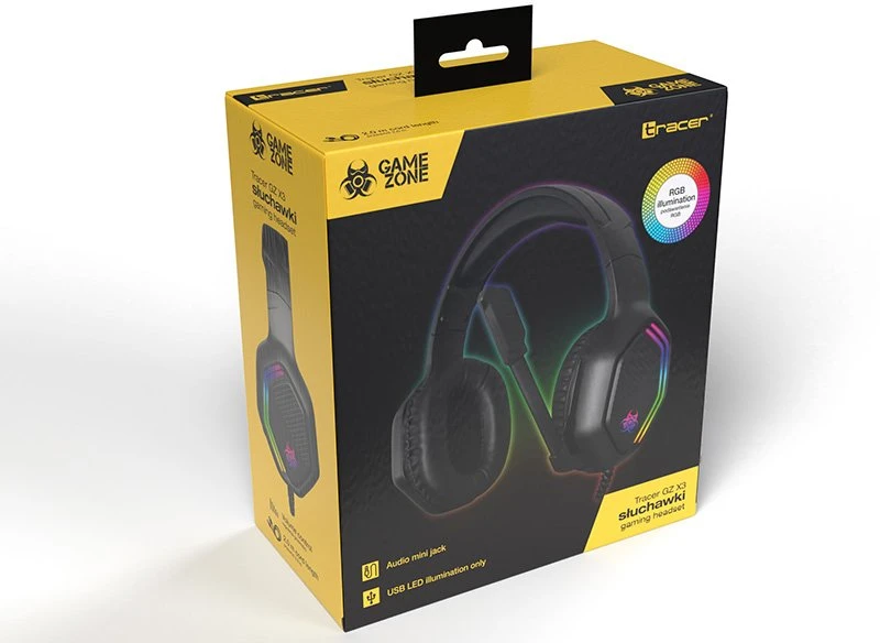 Dėklas GameZone GZ X3 žaidimų ausinės su RGB apšvietimu