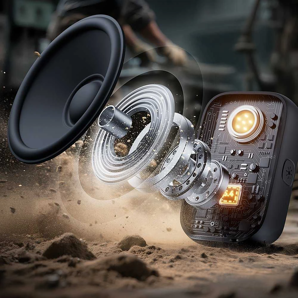 Ausinės Joyroom Maya JR-MS03 nešiojamas „Bluetooth“ garso kalbas su įmontuotu žibintuvėliu, atsparus - geltona
