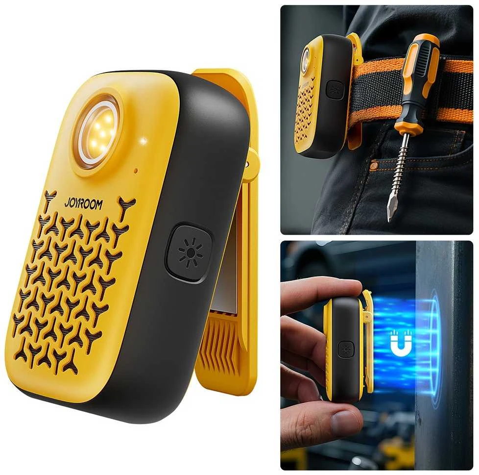 Ausinės Joyroom Maya JR-MS03 nešiojamas „Bluetooth“ garso kalbas su įmontuotu žibintuvėliu, atsparus - geltona