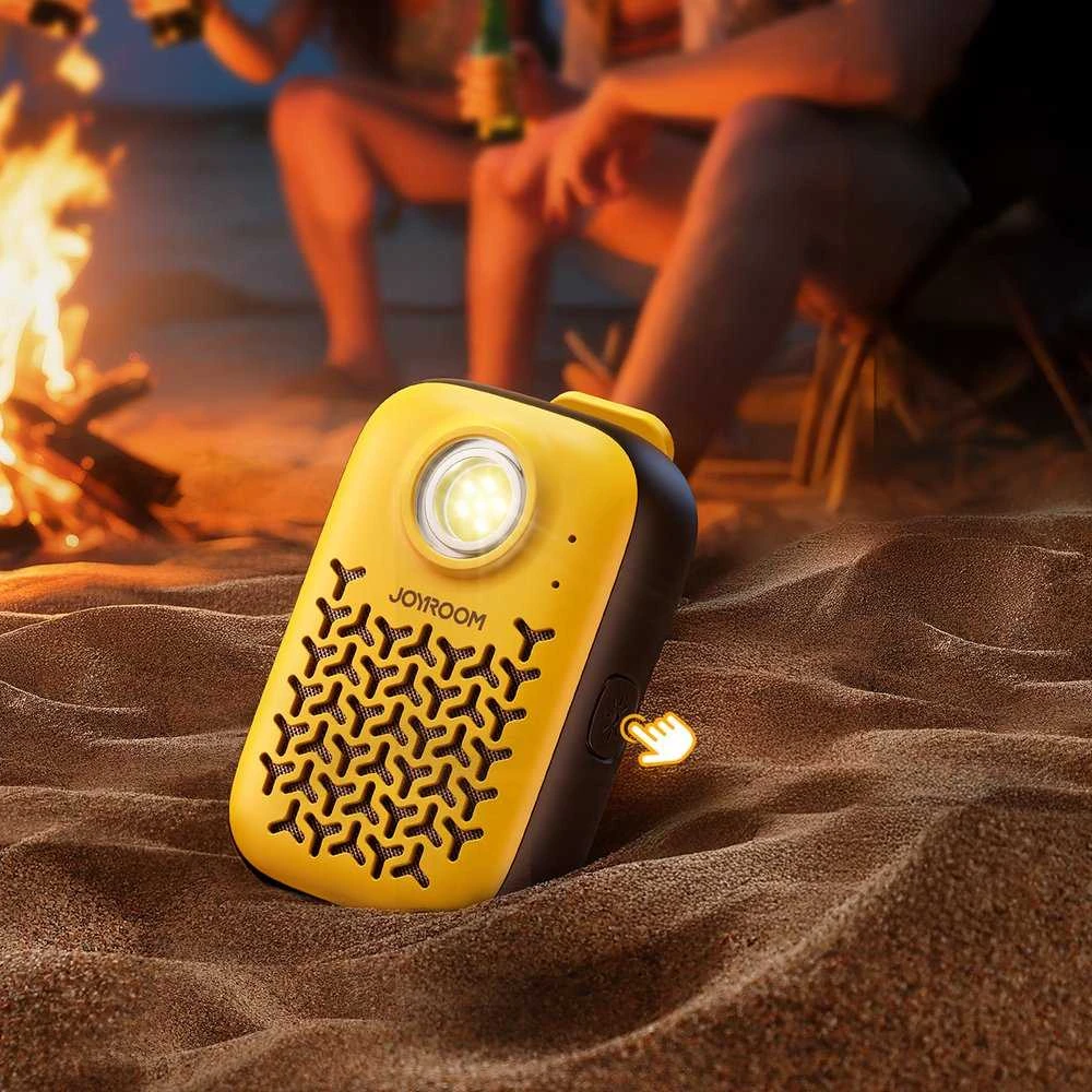 Ausinės Joyroom Maya JR-MS03 nešiojamas „Bluetooth“ garso kalbas su įmontuotu žibintuvėliu, atsparus - geltona