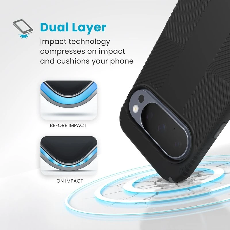 Dėklas Speck Presidio2 Grip Magnet - Case Google Pixel 10 / Google Pixel 10 Pro Juodas/Slate Pilkas
