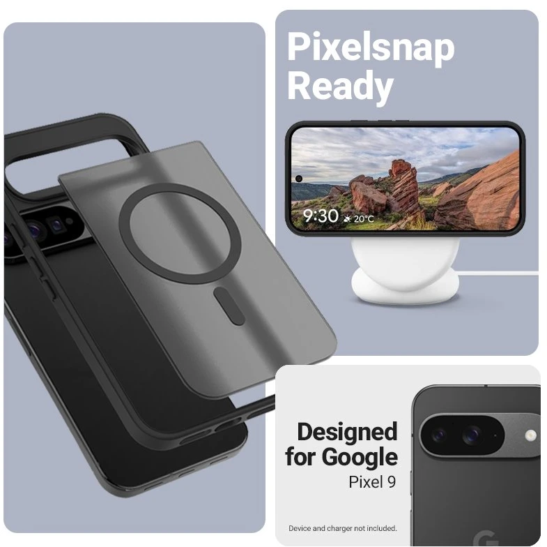 Dėklas Google Pixel 9, juodas, Crong Hybrid Matte Magnetic
