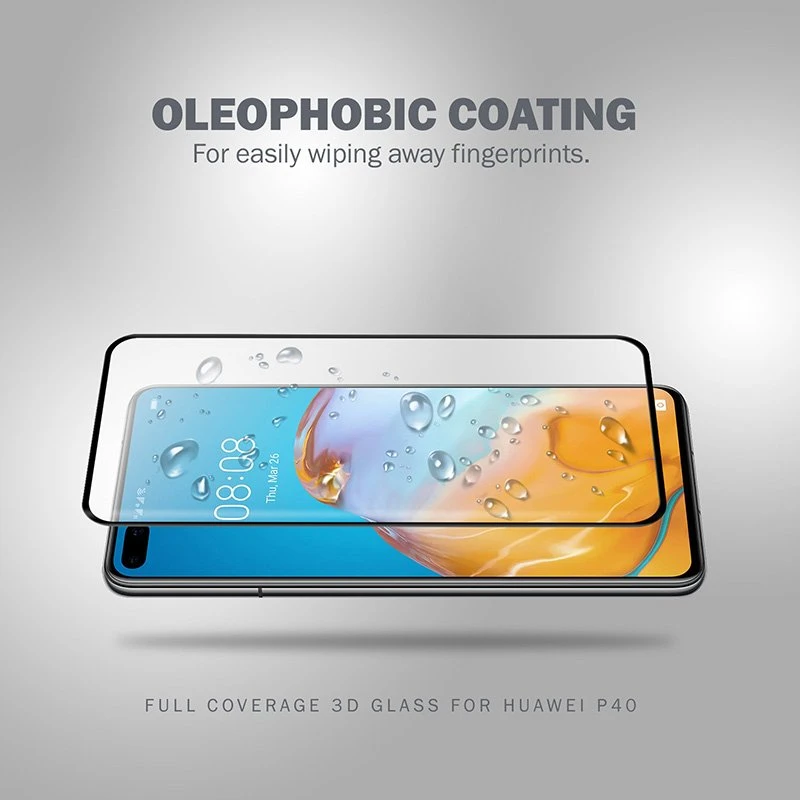 Crong 3D Armour Glass 9H Full Screen Apsauginis stiklas Huawei P40 + montavimo rėmelis