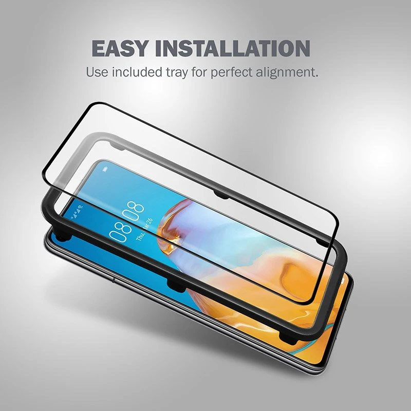 Crong 3D Armour Glass 9H Full Screen Apsauginis stiklas Huawei P40 + montavimo rėmelis