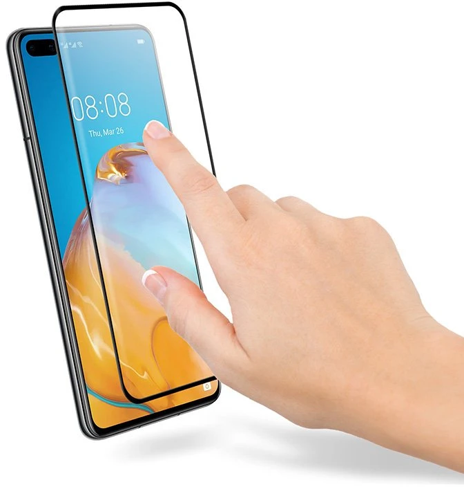 Crong 3D Armour Glass 9H Full Screen Apsauginis stiklas Huawei P40 + montavimo rėmelis