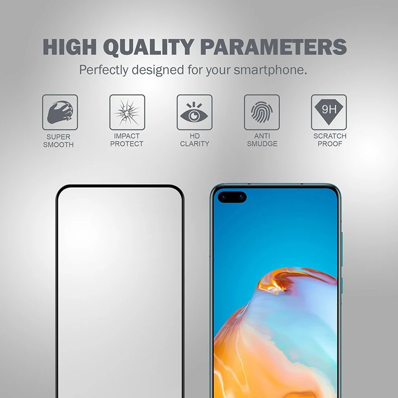Crong 3D Armour Glass 9H Full Screen Apsauginis stiklas Huawei P40 + montavimo rėmelis