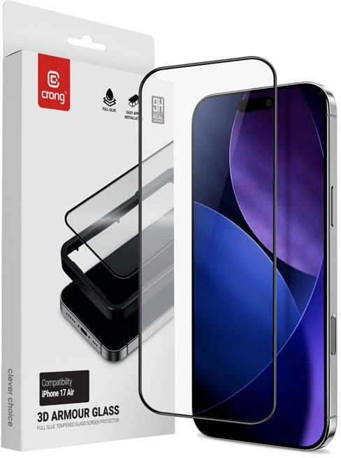 Crong 3D Armour Glass - Apsauginis stiklas Apple iPhone Air + Installation Frame