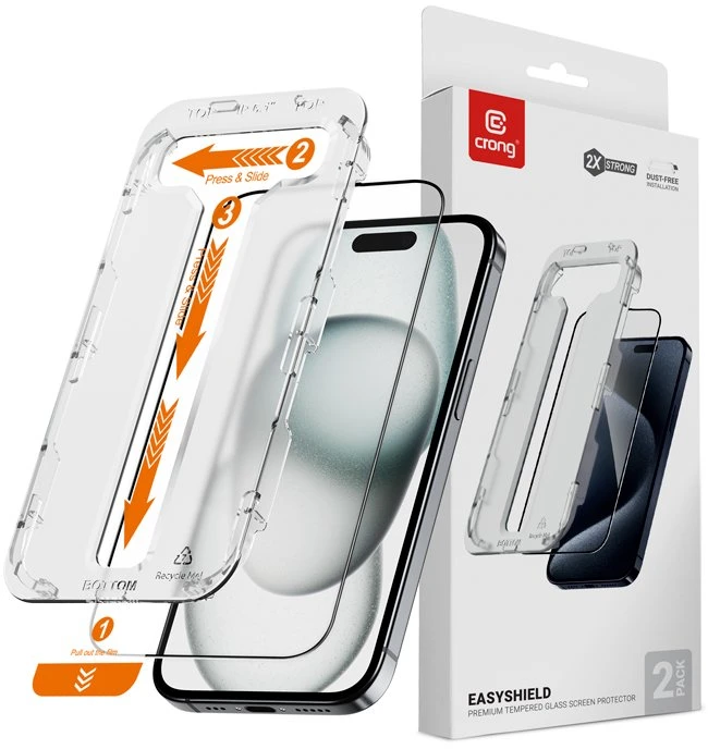 Crong EasyShield 2 vnt. - Apsauginis stiklas skirtas Apple iPhone 16 / Apple iPhone 15 (2 pieces)