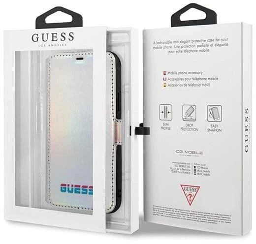 Dėklas [ ] Guess GUFLBKN58BLD iPhone 11 Pro sidabrinis / sidabrinis book Iridescent