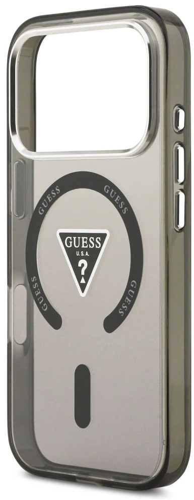 GUESS dėklas, skirtas IPHONE 17 Pro Max, suderinamas su MagSafe GUHMP17XHGTMLCGK (IML gradientas su trikampio logotipu), juodas