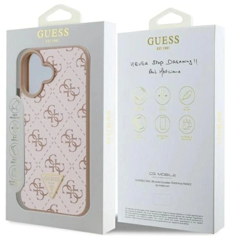 Guess GUHCP16SPG4GPH Apple iPhone 16 6.1″ baltos spalvos kietas dėklas New 4G Triangle
