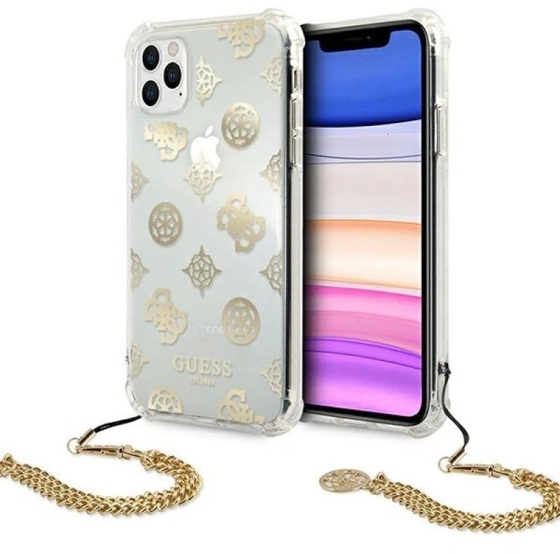 Guess Peony Chain dėklas iPhone 11 Pro telefonui, aukso spalvos