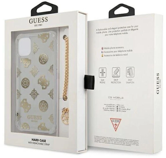 Guess Peony Chain dėklas iPhone 11 Pro telefonui, aukso spalvos