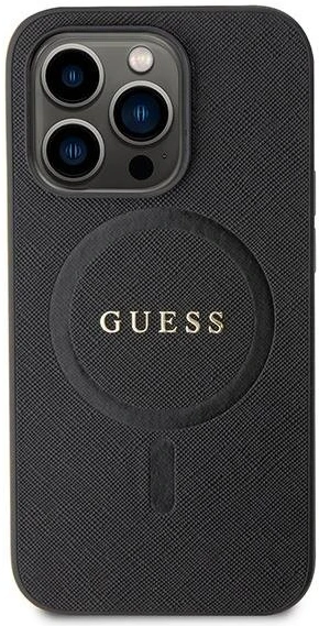Guess PU Saffiano MagSafe dėklas skirtas Apple iPhone 15 Pro Max juodos spalvos