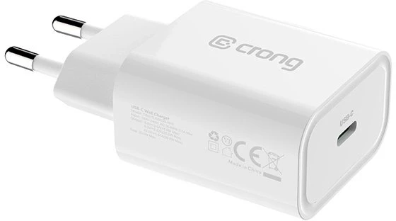 Crong USB-C Travel Charger – Įkroviklis jungiama į tinklą USB-C Power Delivery 20W (balta)