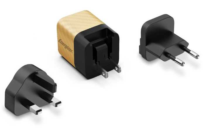 Dėklas Energizer Ultimate - Multiplug EU / UK / US GaN 20W PD mains įkroviklis aukso spalvos