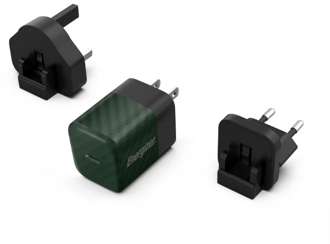 Energizer Ultimate - Multiplug EU / UK / US GaN 20W PD mains įkroviklis žalios spalvos