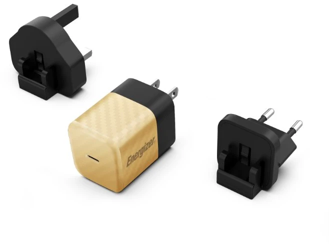 Dėklas Energizer Ultimate - Multiplug EU / UK / US GaN 20W PD mains įkroviklis aukso spalvos