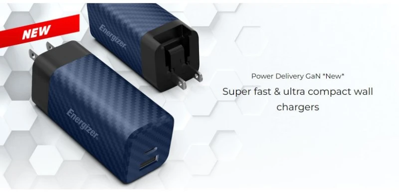 Energizer Ultimate - Multiplug EU / UK / US GaN USB-C & USB-A 65W PD mains įkroviklis sidabro spalvos