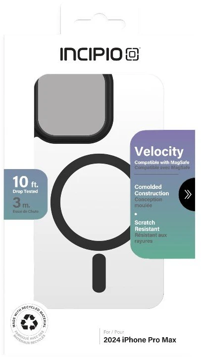 Incipio Velocity MagSafe - dėklas Apple iPhone 16 Pro Max Clear / Juodas