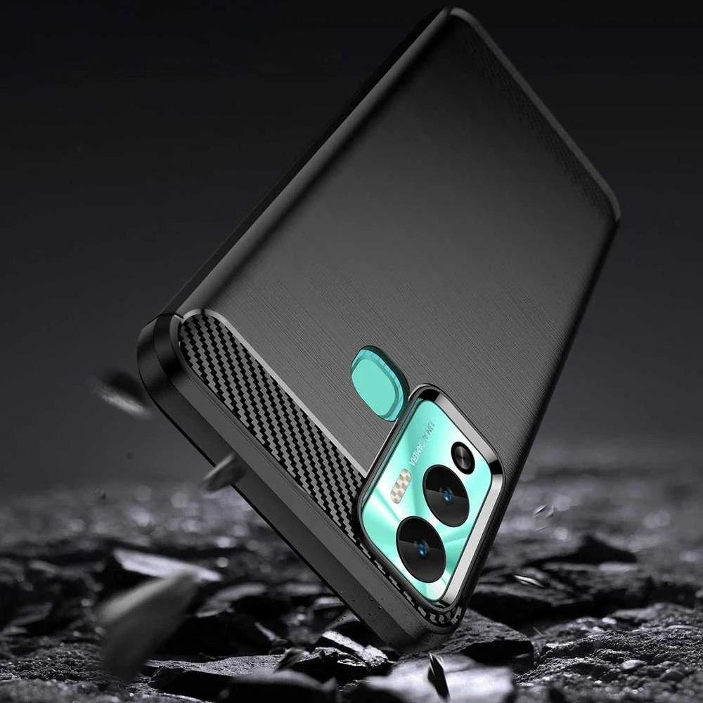 Hurtel Carbon Infinix Hot 12 Play NFC / Hot 12 Play flexible silikoninis carbon dėklas telefonui juodos spalvos