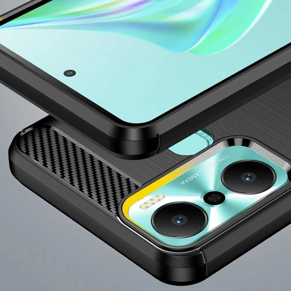 Hurtel Carbon Infinix Hot 20 Play flexible silikoninis carbon dėklas telefonui juodos spalvos