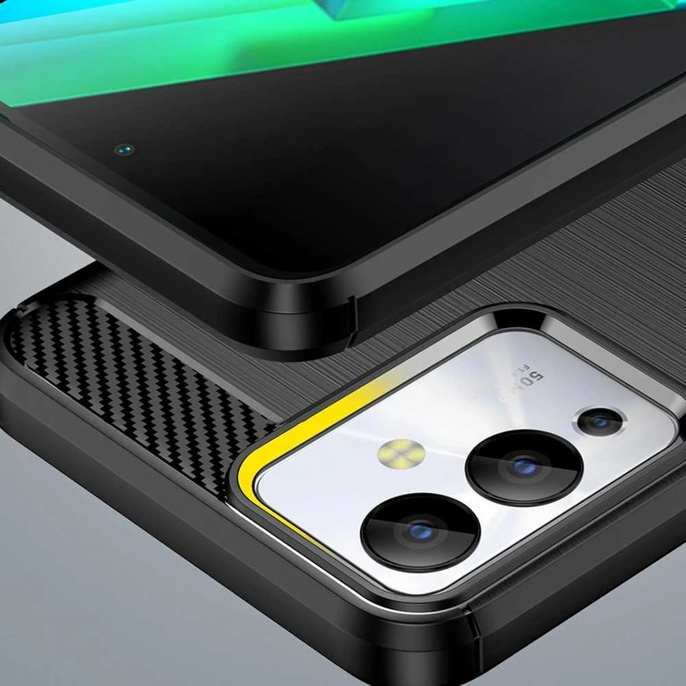 Hurtel Carbon Infinix Note 12i flexible silikoninis carbon dėklas telefonui juodos spalvos