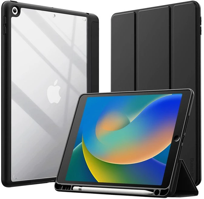 Crong PrimeFolio - dėklas skirtas iPad 10.2” (2021-2019) with stand and Apple Pieštukas charging (Juodas)