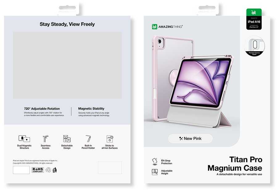 AmazingThing Titan Pro Mag Case for iPad 11" 2025 - Rožinė