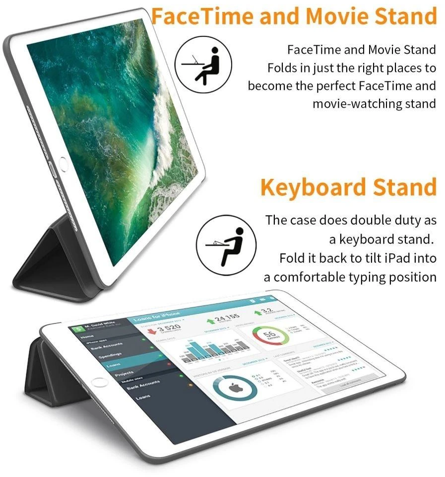 Dėklas iPad 9,7, 5 / 6 2017-2018 - juodas