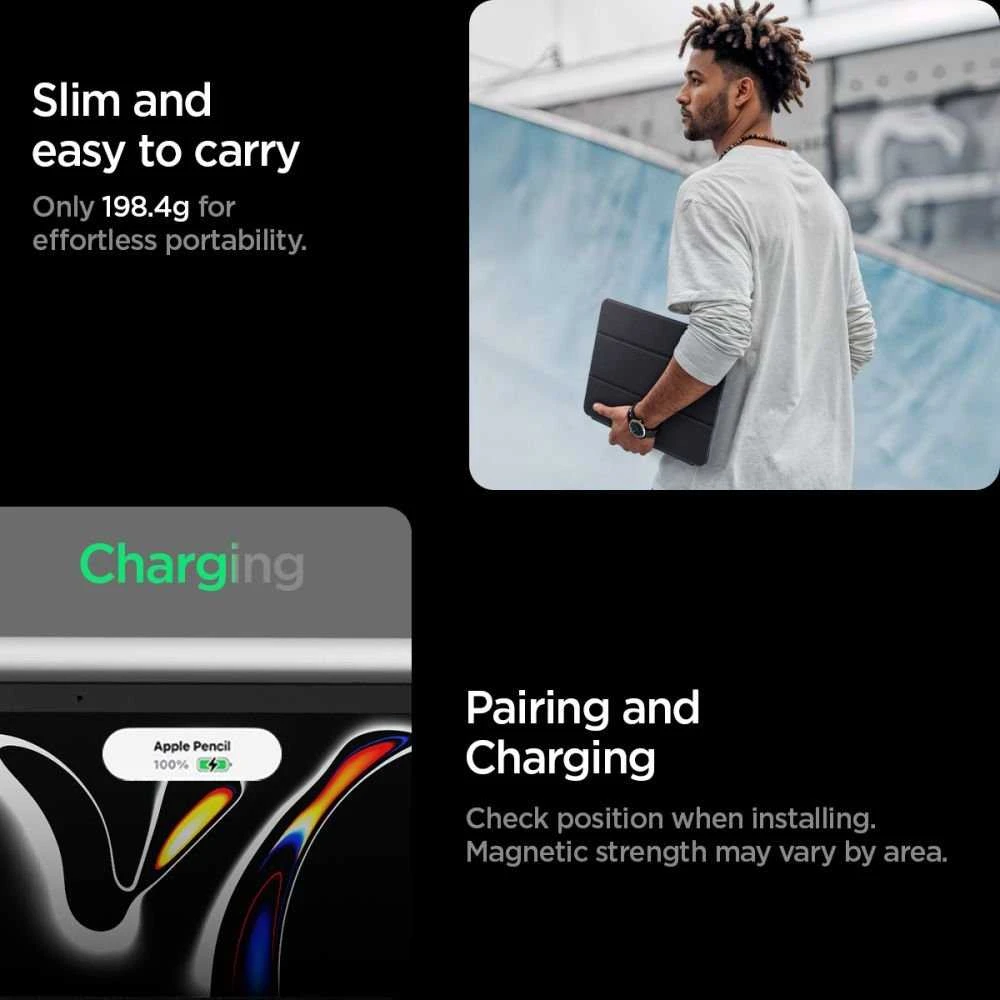 Spigen Liquid Air dėklas skirtas Apple iPad Pro 11” 5 / 6 2024-2025 juodos spalvos