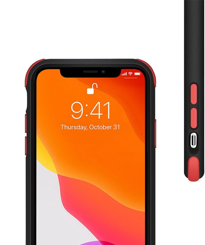 Crong Trace Clear Cover - Hybrid Protective dėklas skirtas Apple iPhone 11 Pro Juodas/Raudona