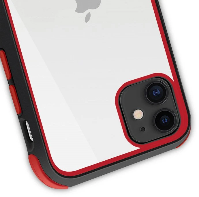 Crong Trace Clear Cover - Hybrid Protective dėklas skirtas Apple iPhone 11 Pro Juodas/Raudona