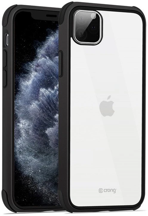 Crong Trace Clear Cover - Hybrid Protective dėklas skirtas Apple iPhone 11 Pro Juodas/Juodas