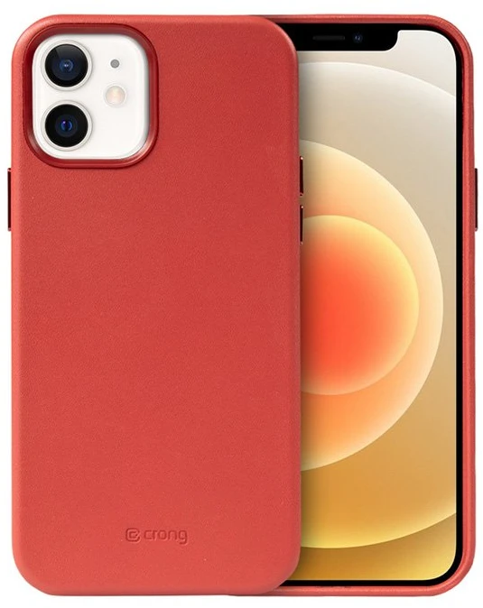 Crong Essential Cover Magnetic - Leather dėklas skirtas Apple iPhone 12 / Apple iPhone 12 Pro MagSafe Raudona