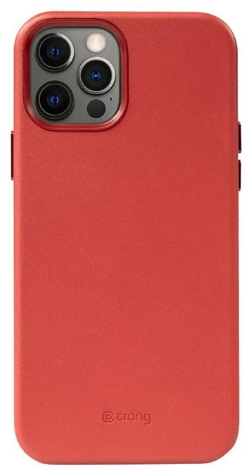 Crong Essential Cover Magnetic - Leather dėklas skirtas Apple iPhone 12 / Apple iPhone 12 Pro MagSafe Raudona