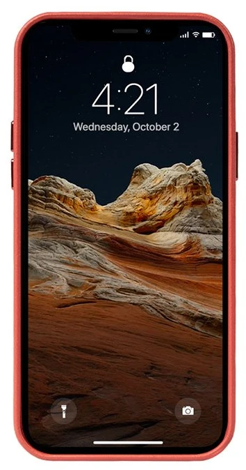 Crong Essential Cover Magnetic - Leather dėklas skirtas Apple iPhone 12 Pro Max MagSafe Raudona