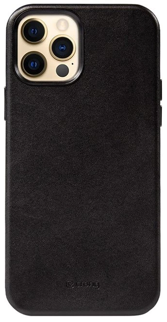 Crong Essential Cover - Leather dėklas skirtas Apple iPhone 12 Pro Max Juodas