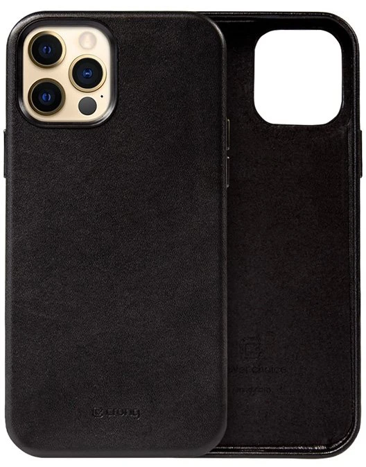 Crong Essential Cover - Leather dėklas skirtas Apple iPhone 12 Pro Max Juodas