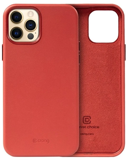 Crong Essential Cover - Leather dėklas skirtas Apple iPhone 12 Pro Max Raudona