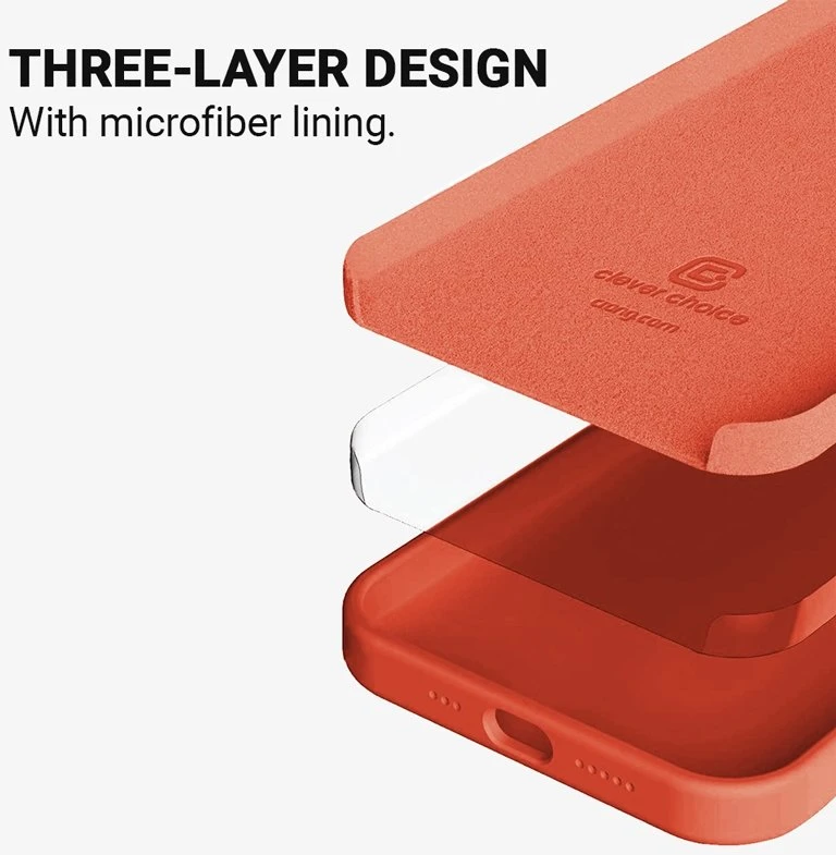 Crong Color Cover Liquid Silicone dėklas skirtas Apple iPhone 13 Pro Coral Raudona