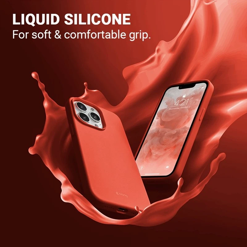 Crong Color Cover Liquid Silicone dėklas skirtas Apple iPhone 13 Pro Coral Raudona