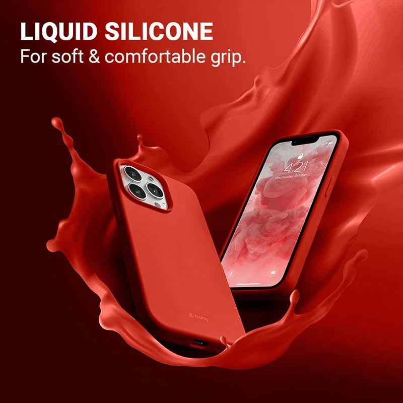 Crong Color Cover Liquid Silicone dėklas skirtas Apple iPhone 13 Pro Max Raudona