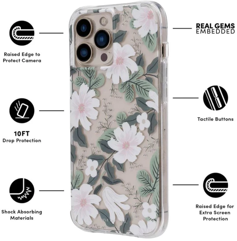 Rifle Paper Clear - dėklas skirtas Apple iPhone 13 Pro Willow